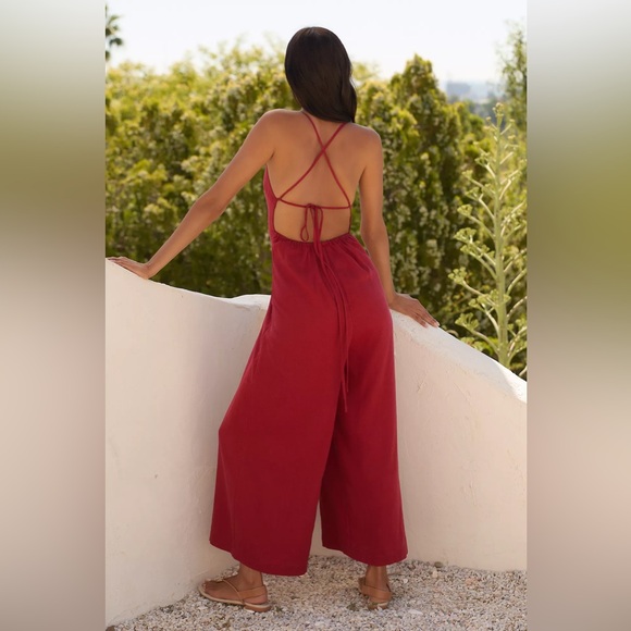 The Carrie Linen Wide-Leg Jumpsuit By Anthropologie - Picture 3 of 4